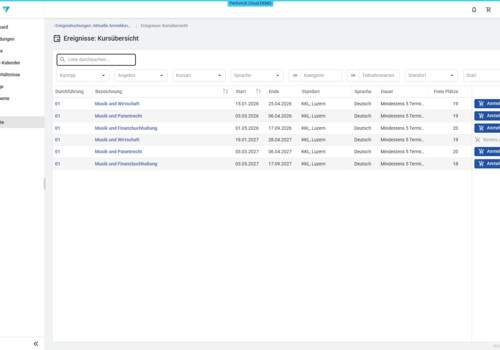 Kursübersicht im Portal